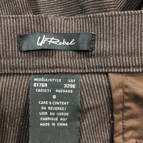 UR Rebel Brown Striped Mid Rise Straight Leg Woman’s Trousers Size 8 | EUC - Picture 7 of 8